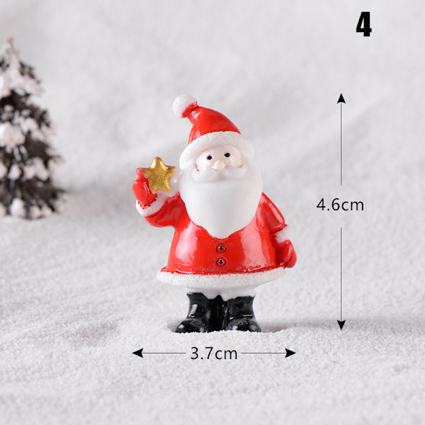 Jultema DIY Mini miniatyrfigur Trädgårdsdeko Jultomten Snögubbe Mikrolandskap för juldekoration 3