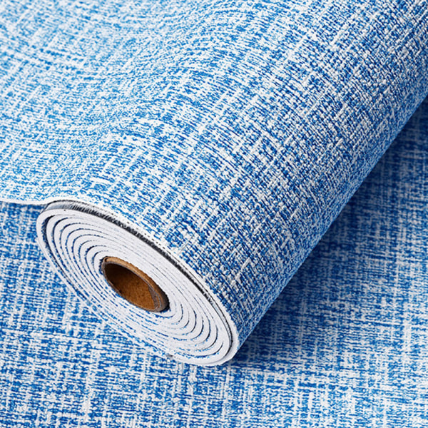 Faux linne texturerad tapet Avtagbar självhäftande stick kontakt papper väggdörr för accent vägg sovrum Blue