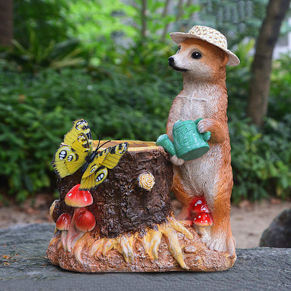 Meerkat Trädgårdsdekoration Resin Hantverk Staty Realistiska djurfigurer för Home Garden Courtyard Water The Stump  Mongoose