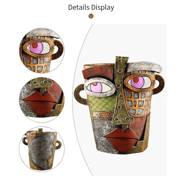 Retro mänskligt ansikte abstrakt konst blomkruka unika robusta trädgårdstillbehör för fest födelsedagspresent Antique Style