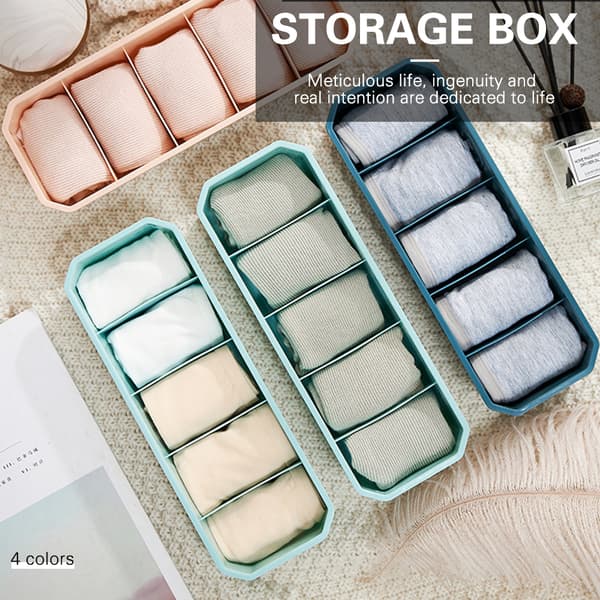 5-cellers partitionerad förvaringsfack Korg Stapelbara strumpor Underkläder Organizer 02