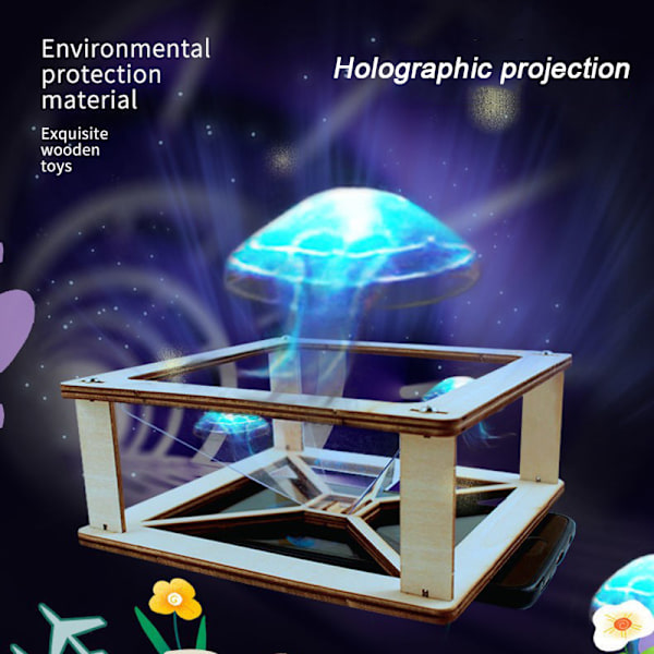 3D Hologram Smartphone Hologram Projektor Trä Självmontering Vetenskap Pedagogisk Leksak DIY Display Set För Barn Hem Ny