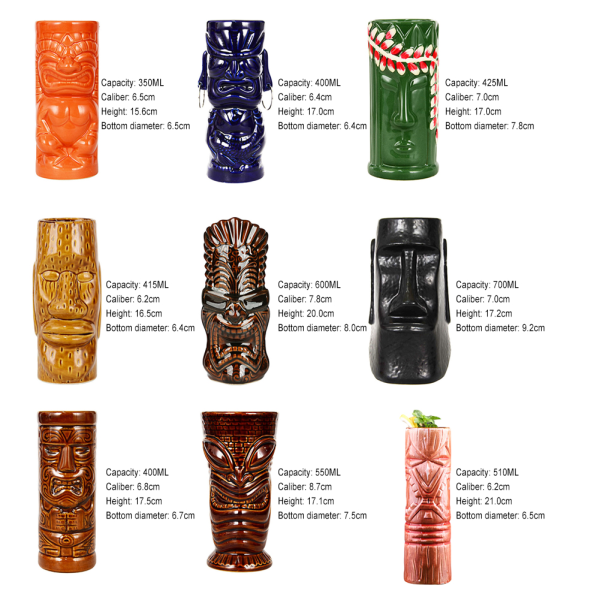 Härlig Hawaii-stil keramisk mugg Flerfunktions-återanvändbar kopp Hem Bar Party Drinkware I 350ML