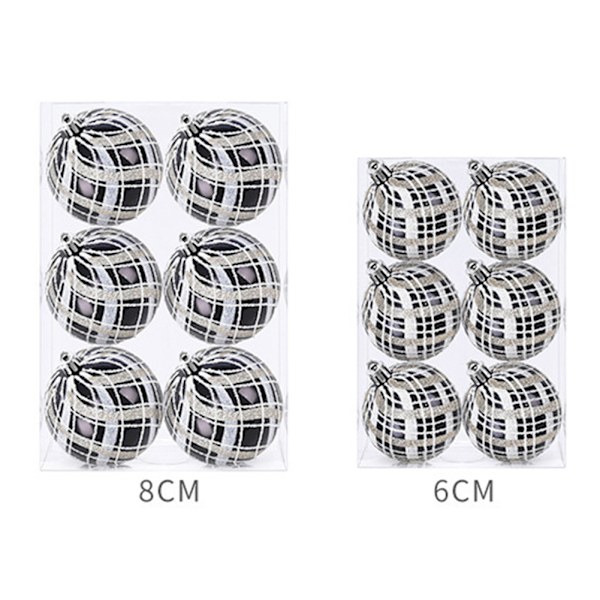 Svart retro julgransdekorationer Unik hantverksjulgran 8cm 6pcs Suit