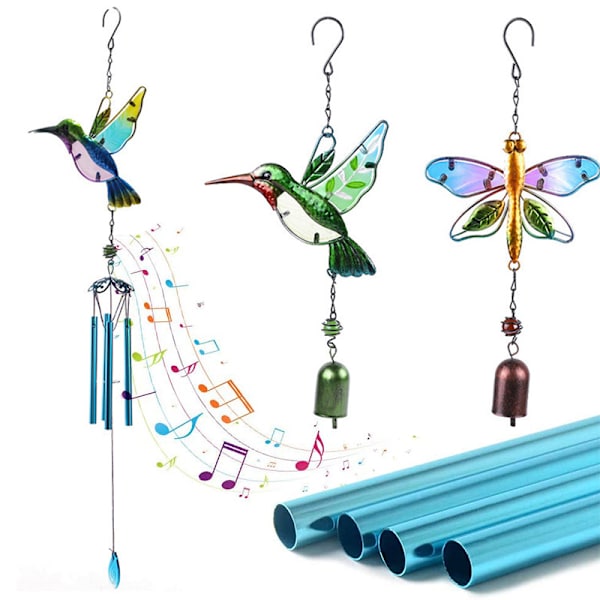 Fjäril/kolibri/trollslända vindspel Trädgård Metallmålat glas hängande prydnad för utomhusdekorationer inomhus Butterfly wind Chime