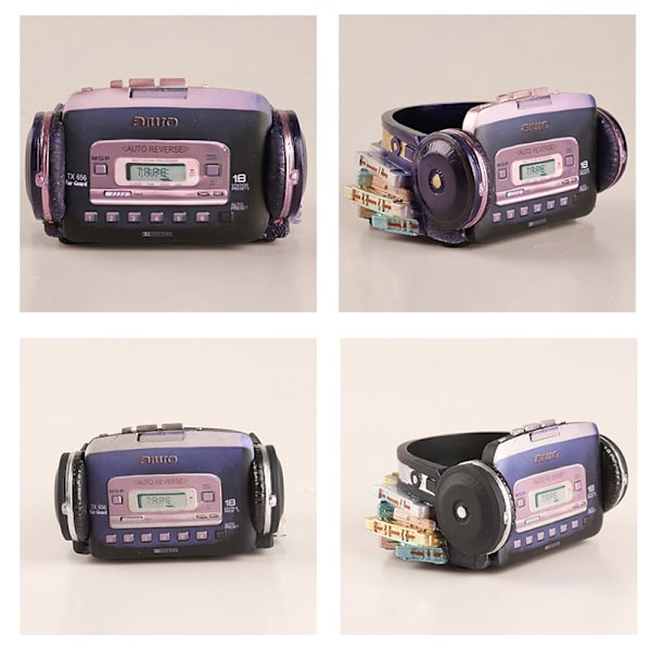 Kreativ blomkruka Retro Walkman Headset Design Suckulent Bonsai Plant Hållare Skrivbord Mini Kruka Ornament För Hem Bord Purple
