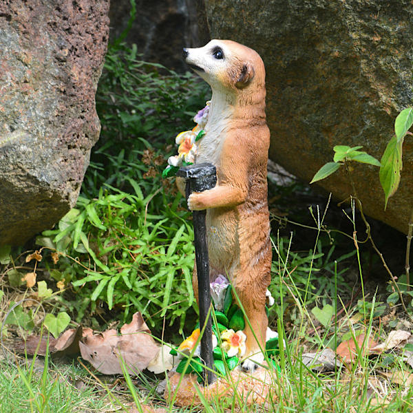 Meerkat Trädgårdsdekoration Resin Hantverk Staty Realistiska djurfigurer för Home Garden Courtyard Lily Rake Mongoose