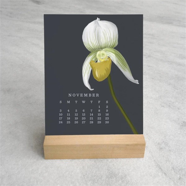 2024 Orchid Desktop Calendar Månatlig visning av kalenderdekoration för hemstudiekontoret 2024