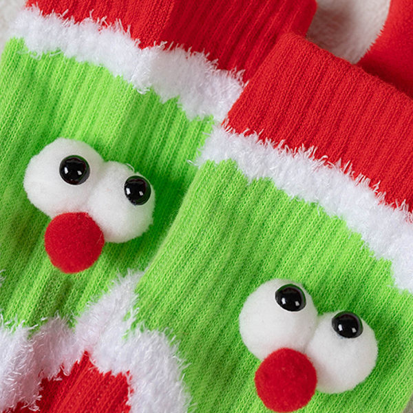 Jultomte håller handen Strumpor För Kvinnor Hög Elastisk Mjuk Andas Strumpa Födelsedag Julpresent Red