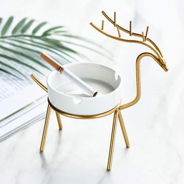 Innovativ Deer Circular Keramisk Askfat Heminredning Tillbehör Bar Vardagsrum Restaurang Askfat Hållare B
