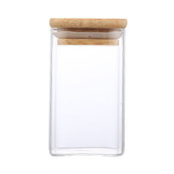 Fyrkantig genomskinlig förvaringsburk i glas med lock Fuktsäker te kaffebönor behållare för kök hem 80x120mm