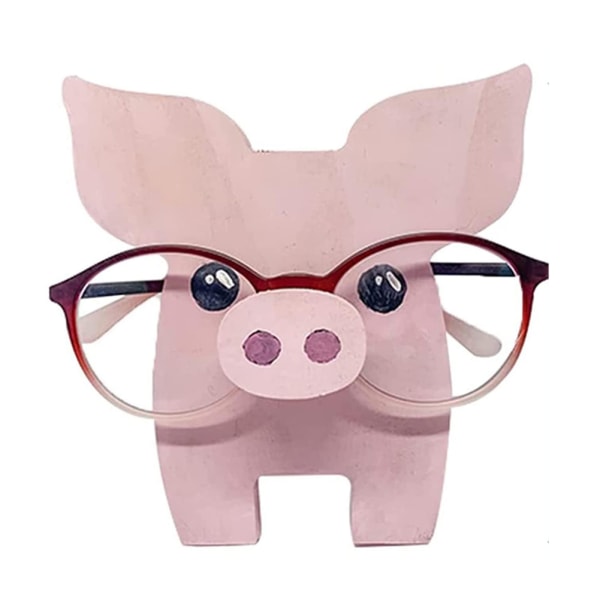 Rolig glasögonhållare, glasögonställ i trä, ställ för solglasögon, rustik dekoration Pig