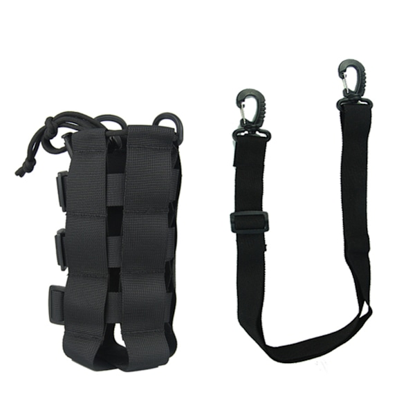 Multifunktionell vattenflaskhållare påse Justerbar vattenkokare med dubbla fatspännen utomhus Black With Shoulder Strap