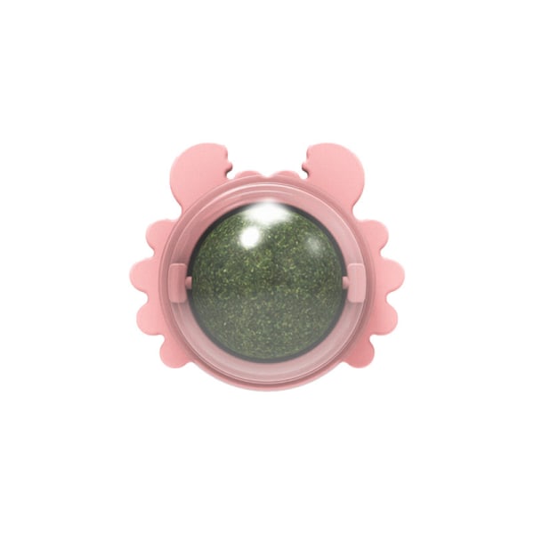 Crab Catnip Ball Leksak Tandrengöringsverktyg Roterbar boll med lock Självhäftande kattleksak Pink