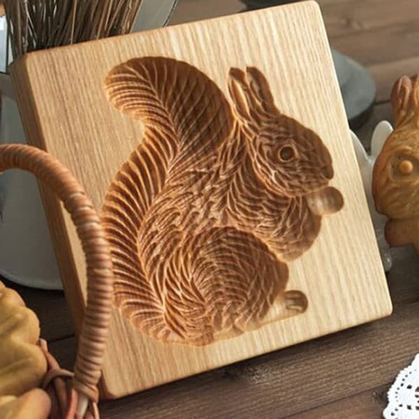 Prägling stencil för kakor Trä pepparkakor mall för kök DIY Squirrel