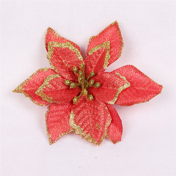 10st konstgjord julstjärna Blomma Jul Dekorativ Glitter Blomma Julgran Bröllopsdekoration Red 10pcs