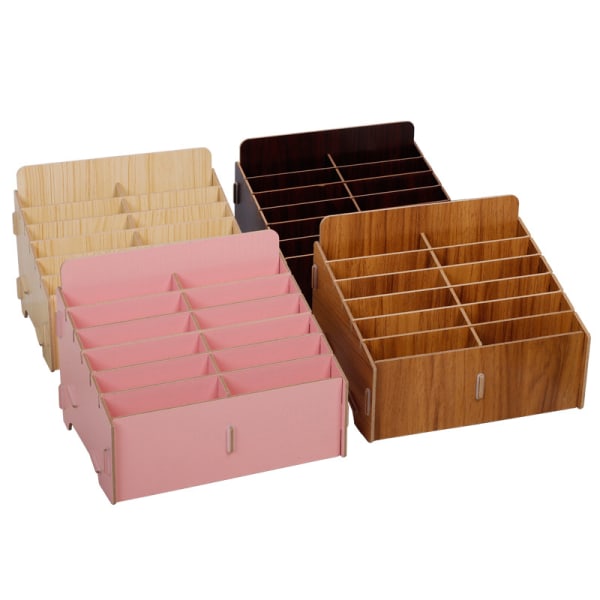 Trä Pennhållare Enkel pennask Multi Pen Organizer Förvaring För Skrivbord Skola Kontor Klassrum Maple 24 cells