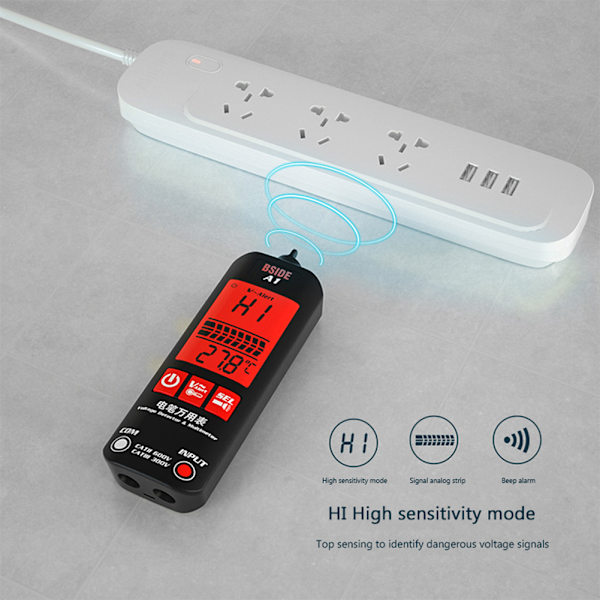 Digital multimeter med ficklampa, anti-brännspänningsmätare detektor, multifunktionstestare