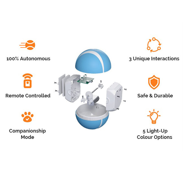 Smart Interaction Ball Pet Toy 360 graders självroterande boll Fjärrkontroll Multifunktion Ball Cat Hund Toy Orange