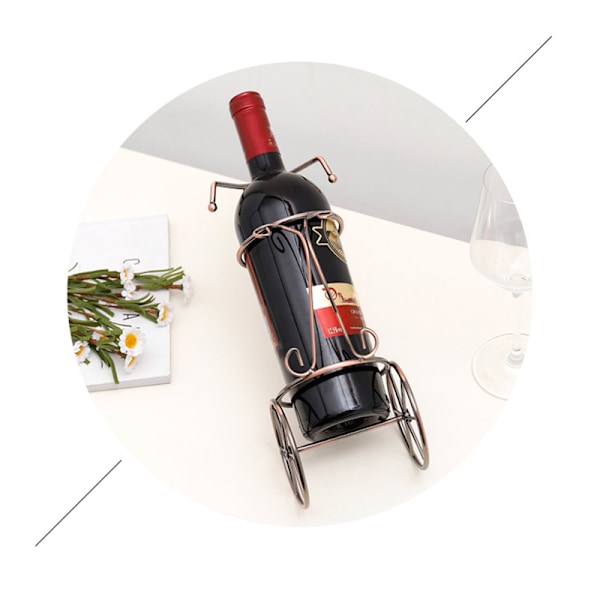 Trehjulingsformad vinställ som håller 1 vinflaska Kreativitetsjärn Guldvinflaskhållare Perfekt för köksbänken Portable Tricycle Wine Rack