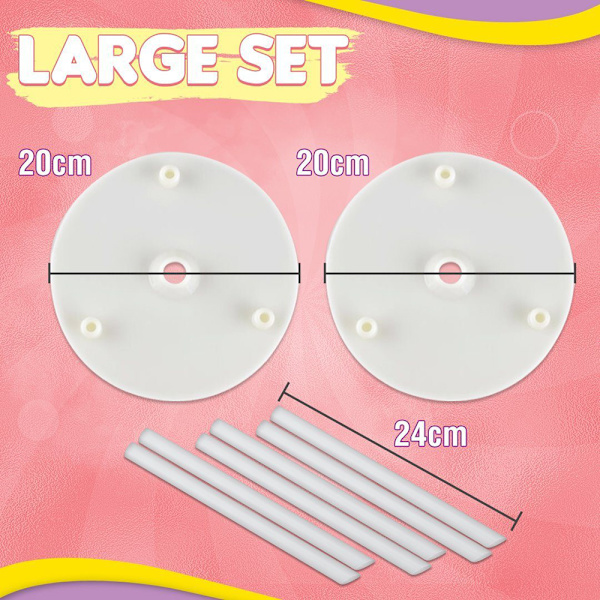 Flerlagers set Rund desserthylla Tårtpackning Tårtstödsram Tårtställ Bakverktyg Pålningsfästen Large Set20CM X 2