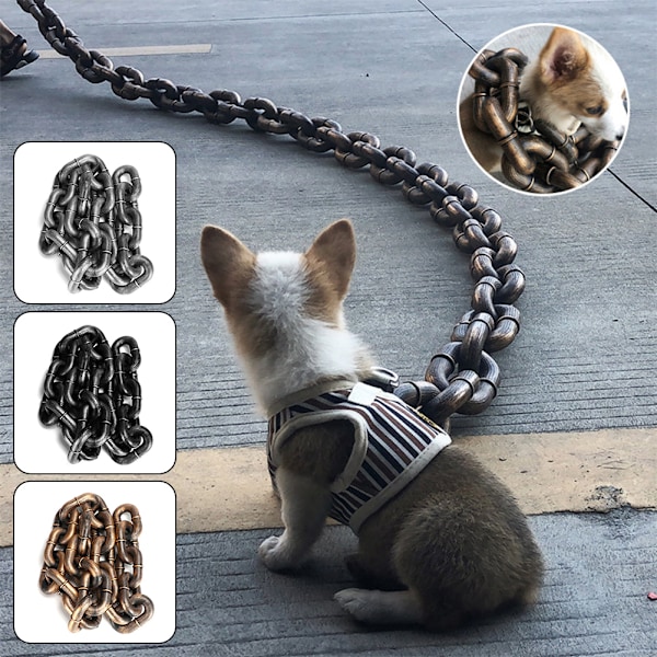 Rolig hundkoppel Simulering Livsliknande Järnkedja Lätt Plast Dragrep För Hundpromenader Silver Large 1.5 M