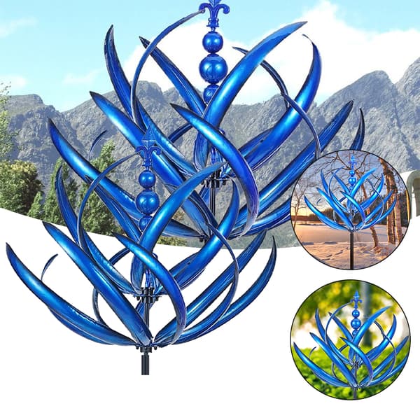 Harlow Wind Spinner Rotator Smidesjärn Trädgårdsstake Utomhusdekoration Blue
