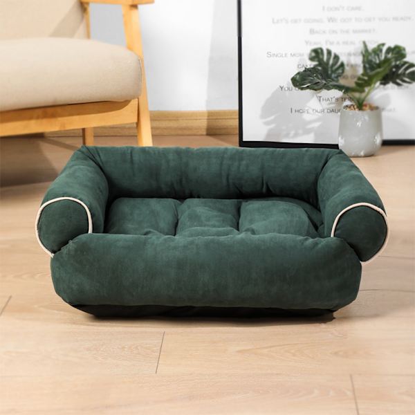 Solsäng Maskintvättbar Supermjuk plysch fluffig värmande husdjurssäng Green M