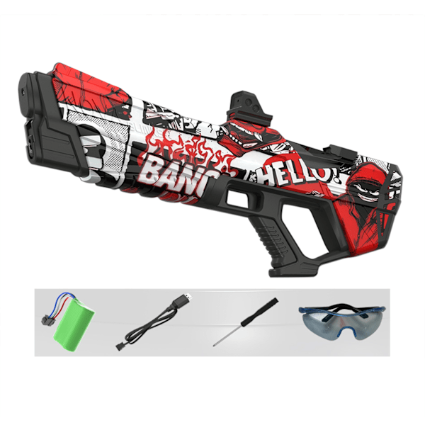 Automatisk sugvattenpistol leksak bärbar starkaste vattenkamp leksaker för simbassäng Camouflage Red