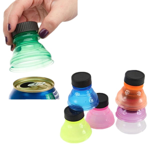 6 st Sodaburk Plastförseglade lock Set Bärbara läckagesäkra flasklock för fester picknick 6pcs