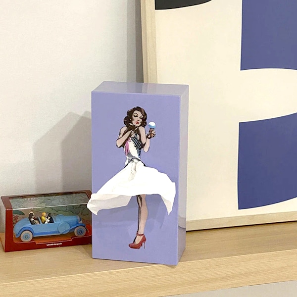 Flying Skirt Tissue Box Cover Härlig dekorativ bordsskiva Tissue Box för hemmet sovrum Blue