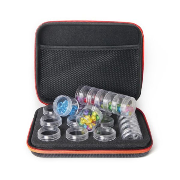 15 platser DIY Nail Art Craft Case Broderilåda med dragkedja och flaskor Orange