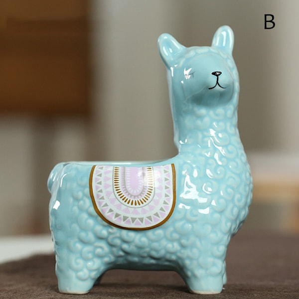 Unika djursuckulentkrukor Söta alpackasuckulentkrukor Heminredning för minisuckulentväxter Light Blue B