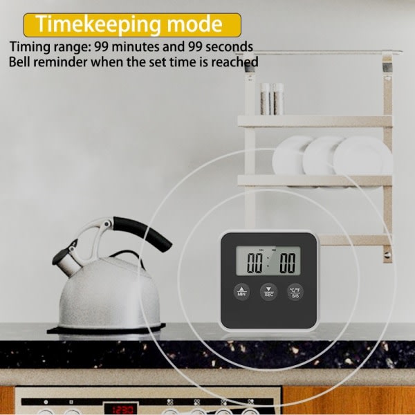 IC Digital termometer Mattemperaturmätare med timerfunktion silver ENDAST vanlig sond (INGEN termometer)
