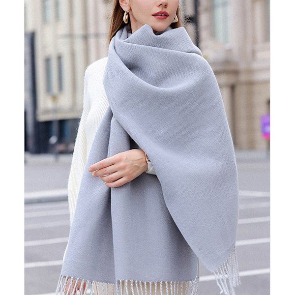 Varm höstskärf för kvinnor enfärgad bomullsscarf med tofsar/fransar enfärgad rutig pashmina XL scarf stulen multifunktionell