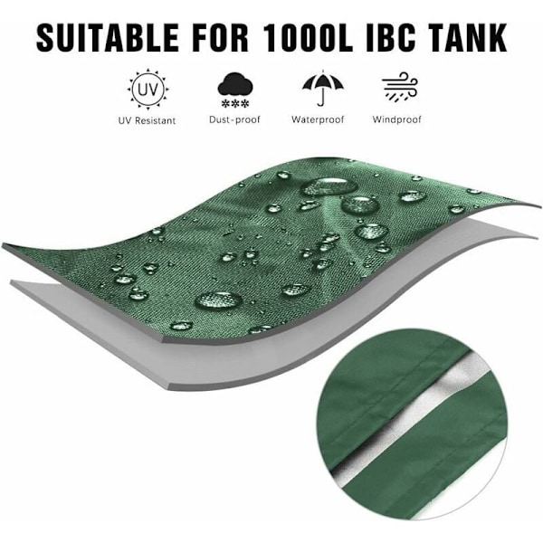 IBC Tankskydd Presenning för 1000L IBC Behållare, GU.B/bon 116 x 100 x 120 cm Vattentankskydd Anti-UV Anti-Regn (Grön)..DEBUNS