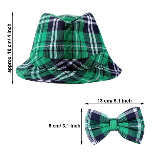 IG St Patrick's Day Grön pläd hatt og fluga Irish Party-sett