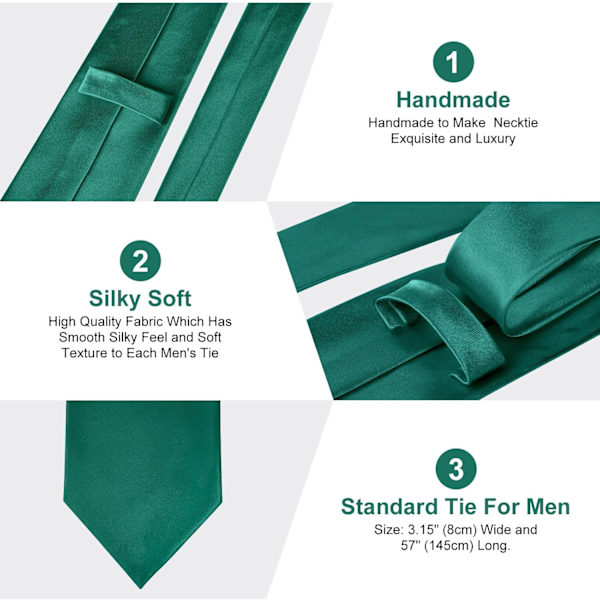 Miesten solmiot Klassinen yksivärinen satiininauha miehille Premium yksivärinen solmio miehille Muodolliset mustat solmiot miehille Liiketoiminta Hääjuhlat Työsolmio 8cm DARK GREEN - Satin