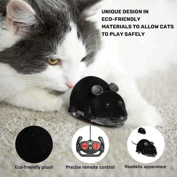 Remote Control Mouse Cat Toy, Interactive Moving Cat Toy Wireless Electronic RC Rat Mice Pet Toys