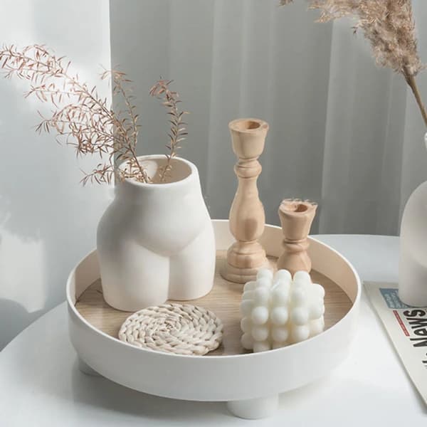Plast serveringsbakke, makeup opbevaring, skrivebordsopbevaring til snacks, indretning, hvid
