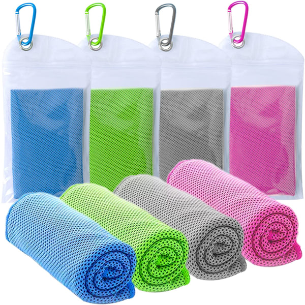 IC 4st kylhandduk för urheilu ja fitness, ishandduk, mjuk andningsbar kylig handduk, mikrofiberhandduk för yoga, sport (30*100 cm)