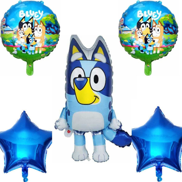 IC 5 st tecknade ballonger, tecknad födelsedagsfesttillbehör, tecknad födelsedagsballong, tecknad födelsedagsdekoration - färgglad fest (hundballong)