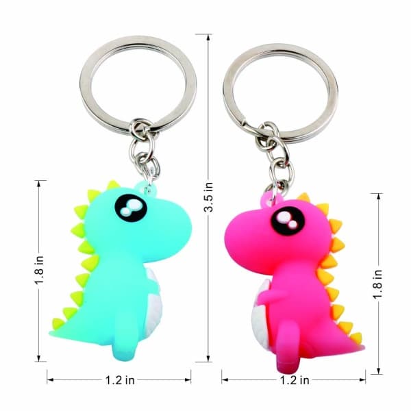 2 stk. dinosaur nøglering, sød silikone nøglering vedhæng IC