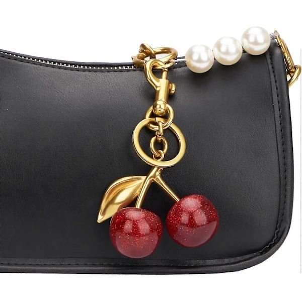 Cherry Bag Charm, Cherry Keychain Accessory Wallet Pendant