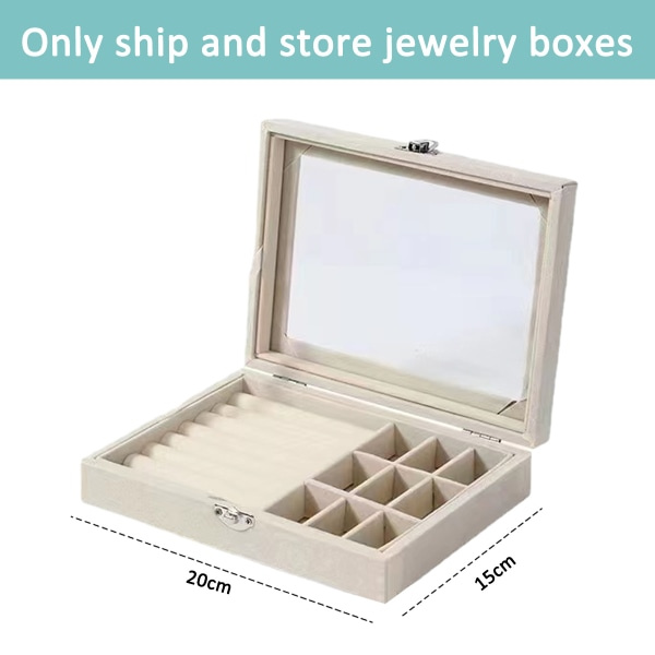 IC 2-i-1 smykkeboks Ring Ørepynt Organizer Holder Stable Beige