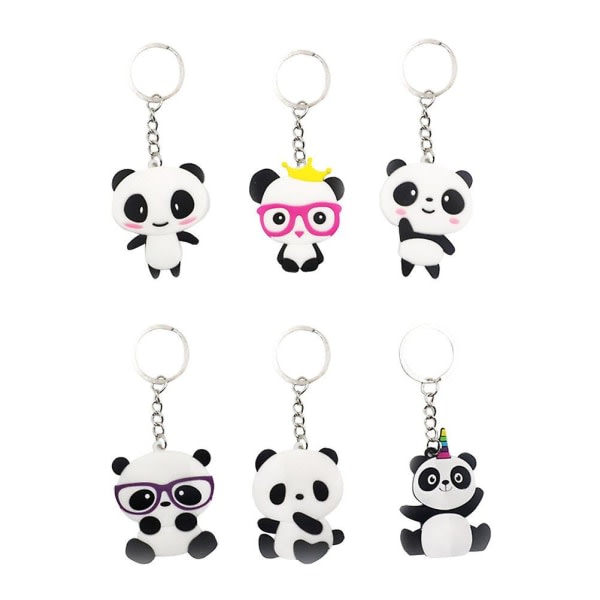 6st bedårande pandaformad nyckelring eativ pvc-nyckelring fashionabel gåva hängande prydnad for barn födelsedagsfest Present IC