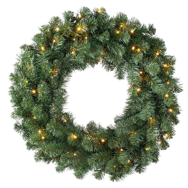 Julekrans 30/40/50 cm med LED-lys – Dørdekorasjon Innendørs/Utendørs 50cm with Light String