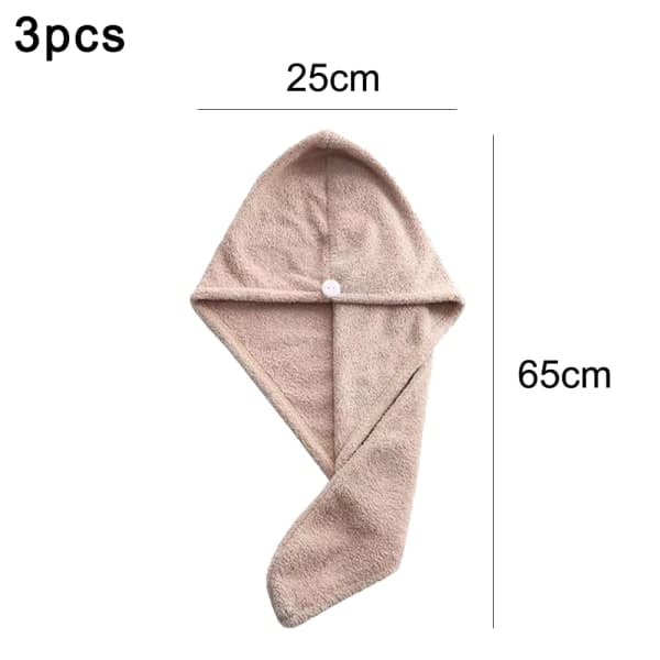 IC [3-pack] - Mjuk mikrofiberhårhandduk för vått hår - Khaki