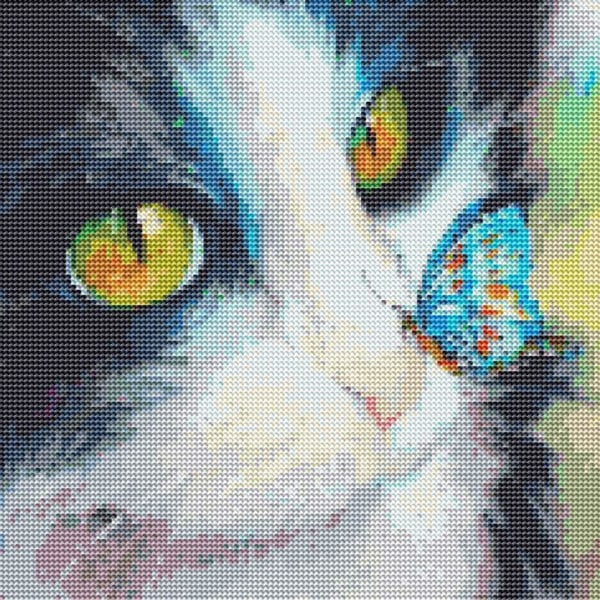 IC DIY Diamant Fancy Målarset, Full Rund Diamant Fancy Fjäril Kysste Katt, 5D Ädelstenskonst och Hantverk Pussel