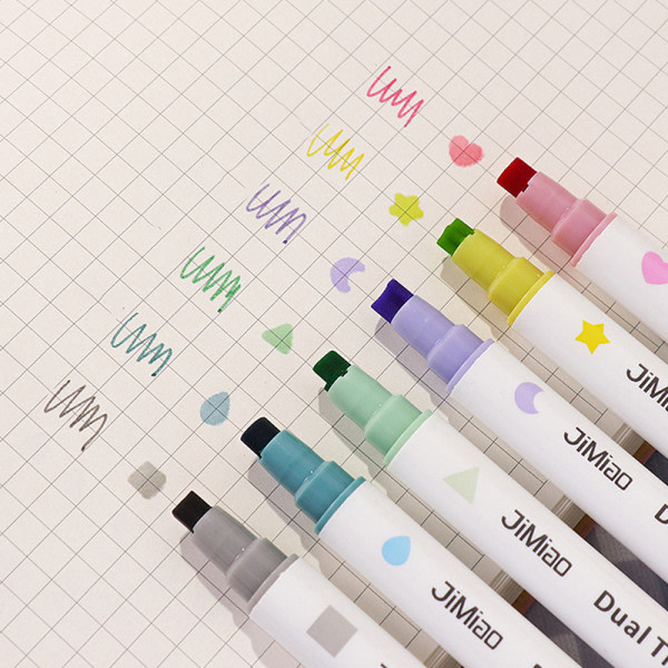 IC 1/6 st Dual Tips Stamp Marker Pen Set Color Highlighter 6st